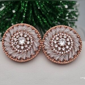 Rose Gold CZ Flower Stud Earrings Bridal Wedding ¾ Inch NWOT Bridesmaid Wedding